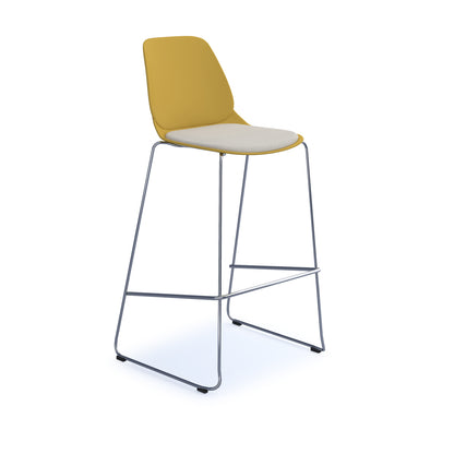 Strut stool with seat pad and chrome sled frame - STR601C-MU-SP