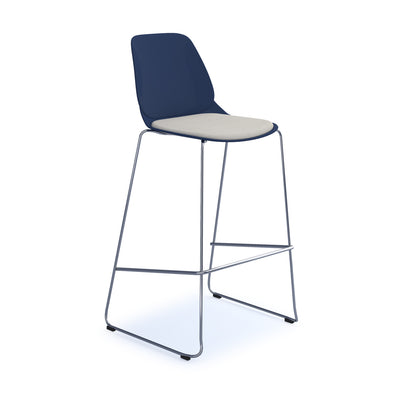 Strut stool with seat pad and chrome sled frame - STR601C-NB-SP