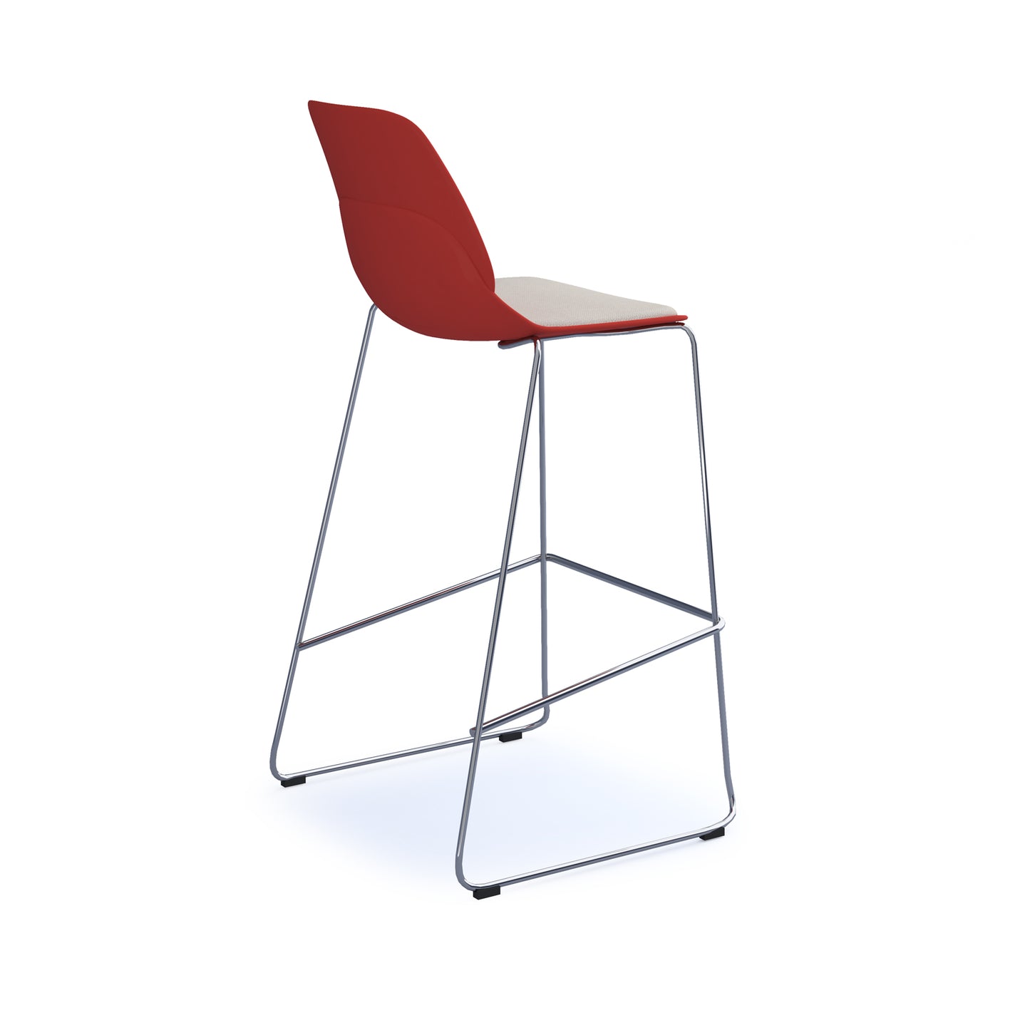 Strut stool with seat pad and chrome sled frame