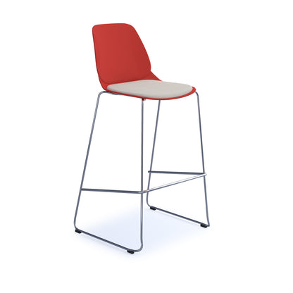 Strut stool with seat pad and chrome sled frame - STR601C-RE-SP