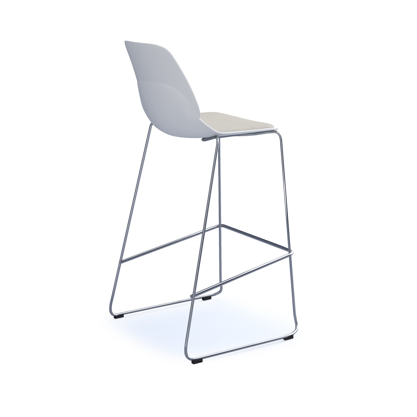 Strut stool with seat pad and chrome sled frame