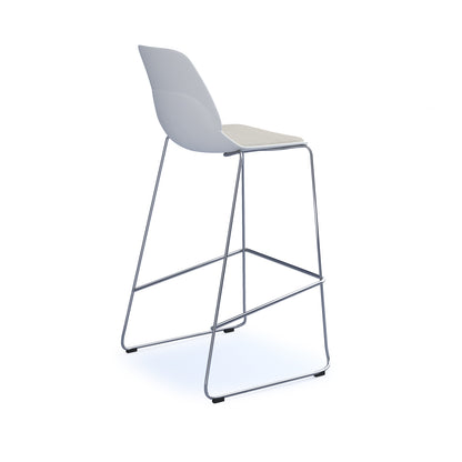 Strut stool with seat pad and chrome sled frame