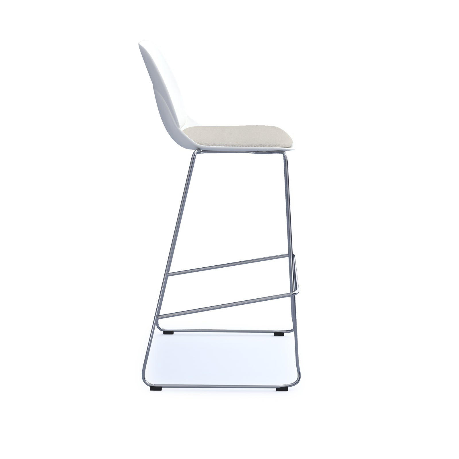 Strut stool with seat pad and chrome sled frame
