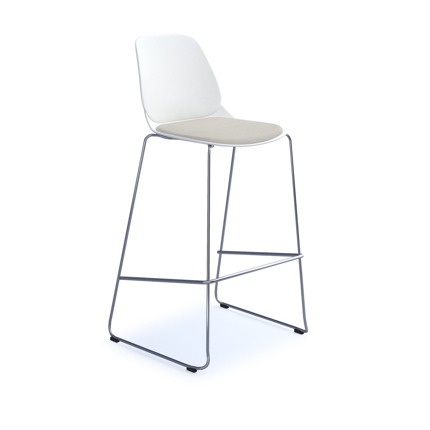 Strut stool with seat pad and chrome sled frame - STR601C-WH-SP