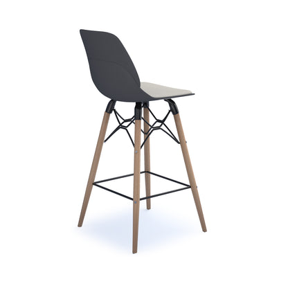 Strut stool with seat pad and natural oak frame