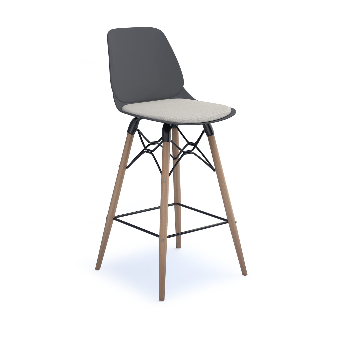 Strut stool with seat pad and natural oak frame - STR604W-GR-SP