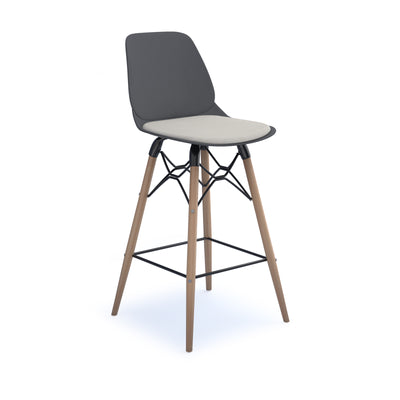 Strut stool with seat pad and natural oak frame - STR604W-GR-SP