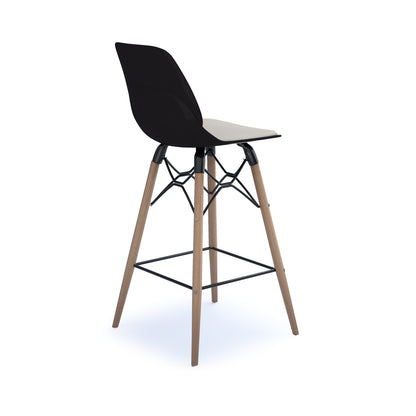 Strut stool with seat pad and natural oak frame