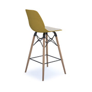 Strut stool with seat pad and natural oak frame