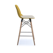 Strut stool with seat pad and natural oak frame