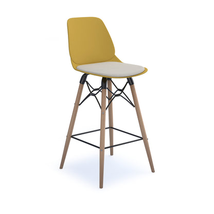 Strut stool with seat pad and natural oak frame - STR604W-MU-SP