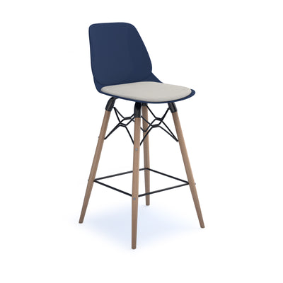 Strut stool with seat pad and natural oak frame - STR604W-NB-SP