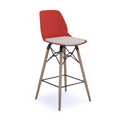 Strut stool with seat pad and natural oak frame - STR604W-RE-SP