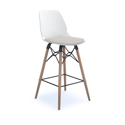 Strut stool with seat pad and natural oak frame - STR604W-WH-SP