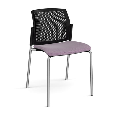 Santana 4 leg stacking chair with fabric seat and perforated back - SUP100-C-K