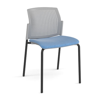 Santana 4 leg stacking chair with fabric seat and perforated back - SUP100-K-G