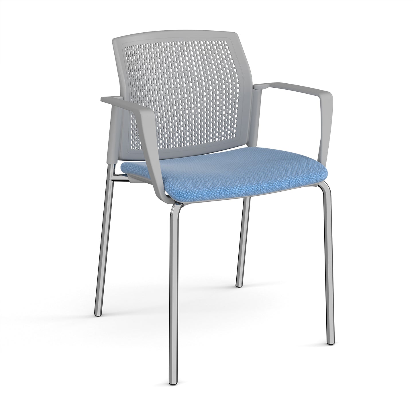 Santana 4 leg stacking chair with fabric seat and perforated back - SUP101-C-G