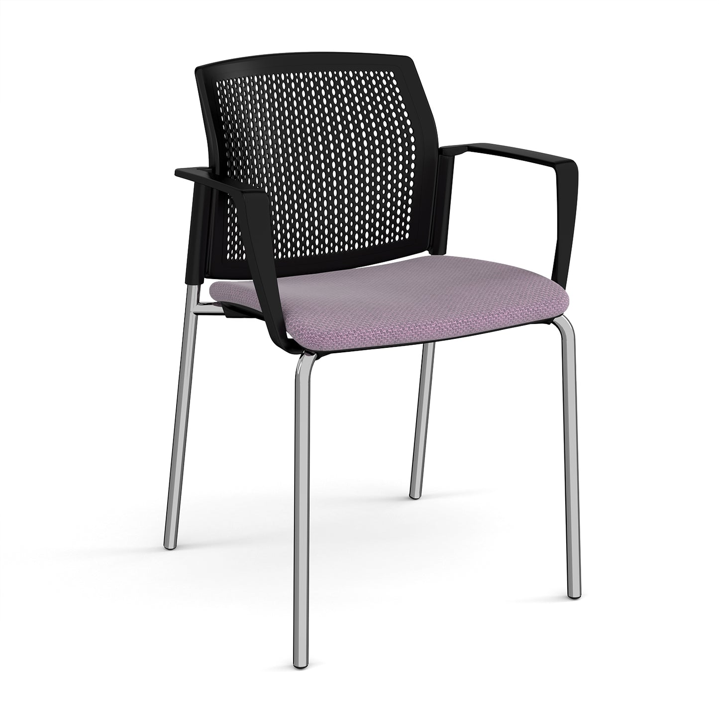 Santana 4 leg stacking chair with fabric seat and perforated back - SUP101-C-K
