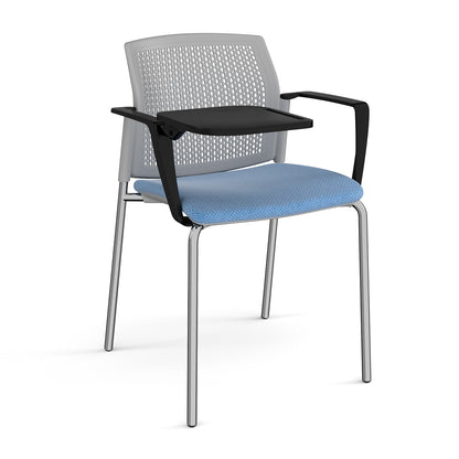Santana 4 leg stacking chair with fabric seat and perforated back - SUP102-C-G