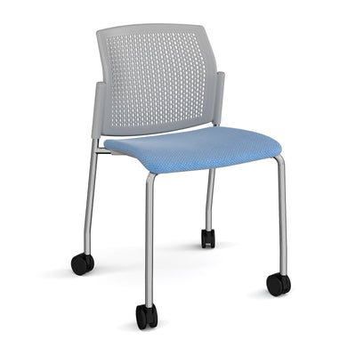 Santana 4 leg mobile chair with fabric seat and perforated back - SUP200-C-G