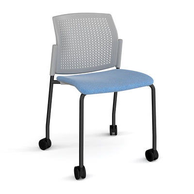 Santana 4 leg mobile chair with fabric seat and perforated back - SUP200-K-G