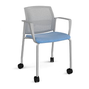 Santana 4 leg mobile chair with fabric seat and perforated back
