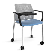 Santana 4 leg mobile chair with fabric seat and perforated back