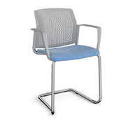 Santana cantilever chair with fabric seat and perforated back