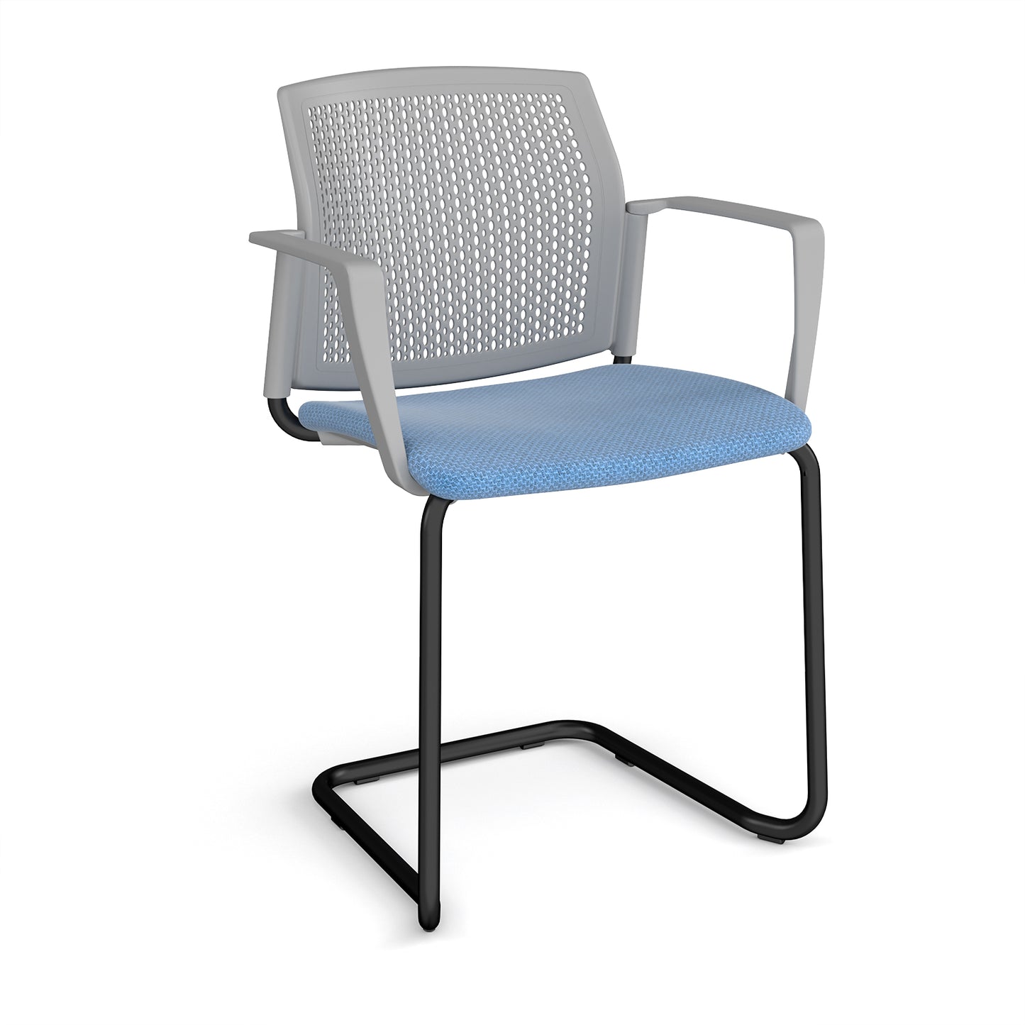 Santana cantilever chair with fabric seat and perforated back - SUP301-K-G