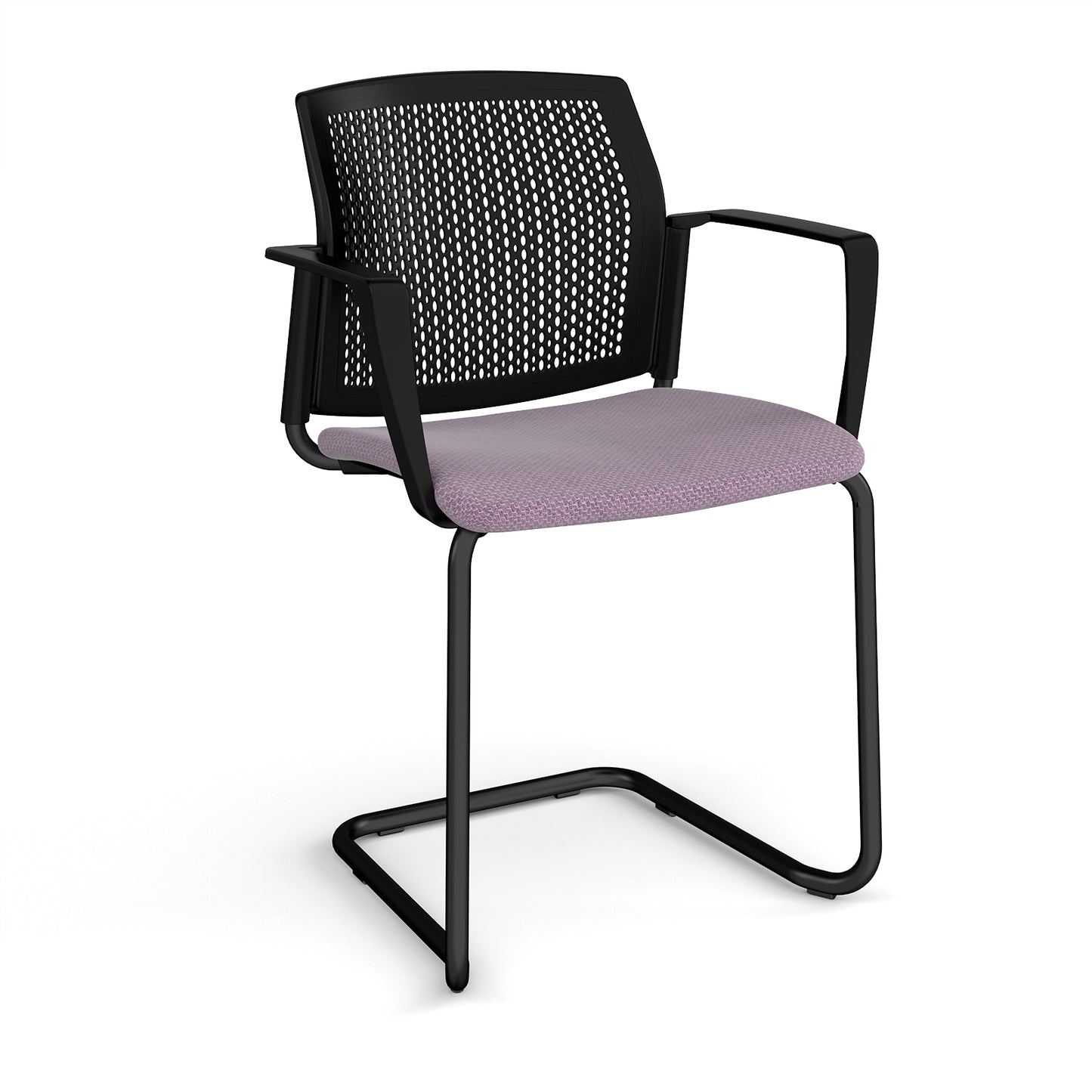 Santana cantilever chair with fabric seat and perforated back - SUP301-K-K