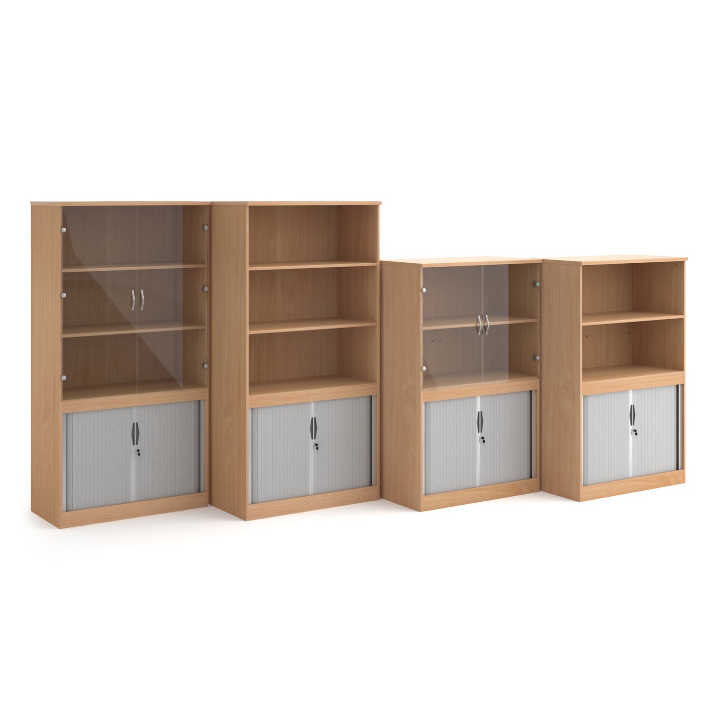 Systems combi unit with tambour and glass doors