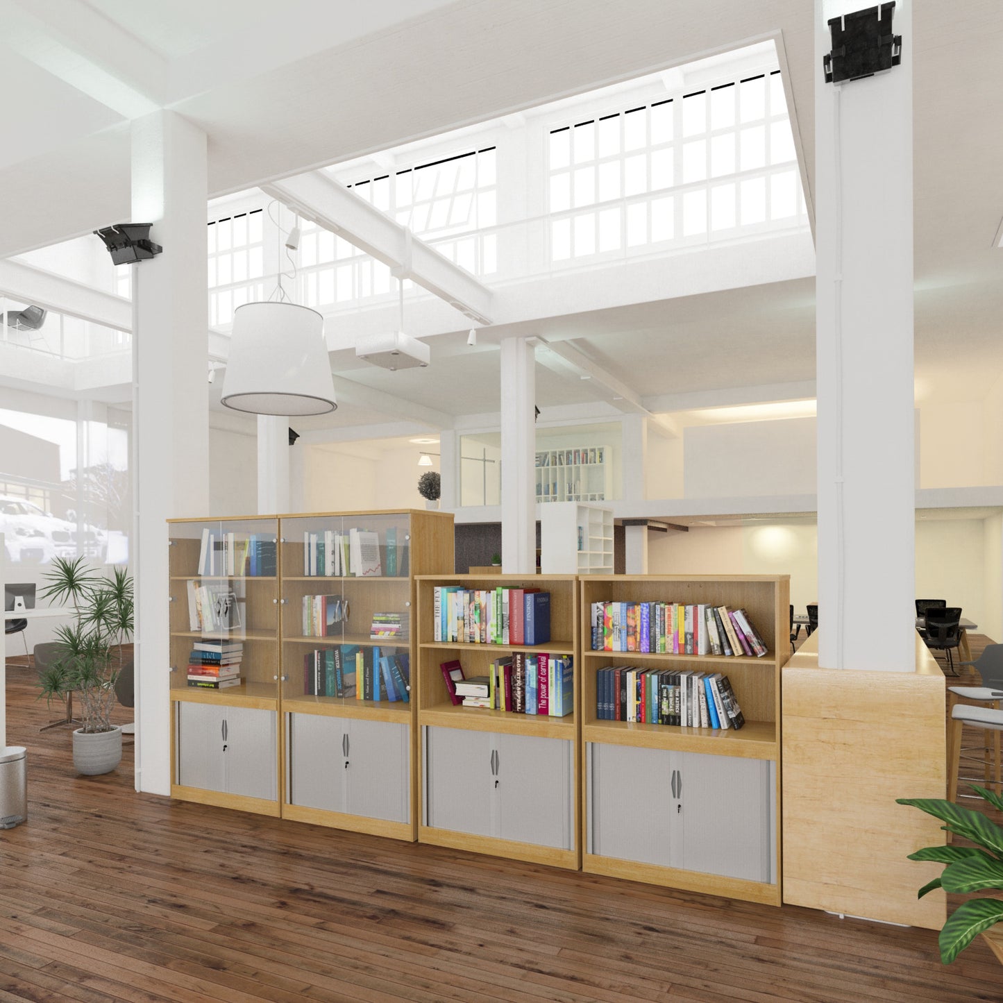 Systems combi unit with tambour and open top