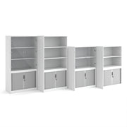 Systems combi unit with tambour and glass doors