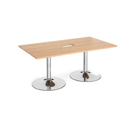 Trumpet base rectangular power ready boardroom table - TB18-CO-C-B