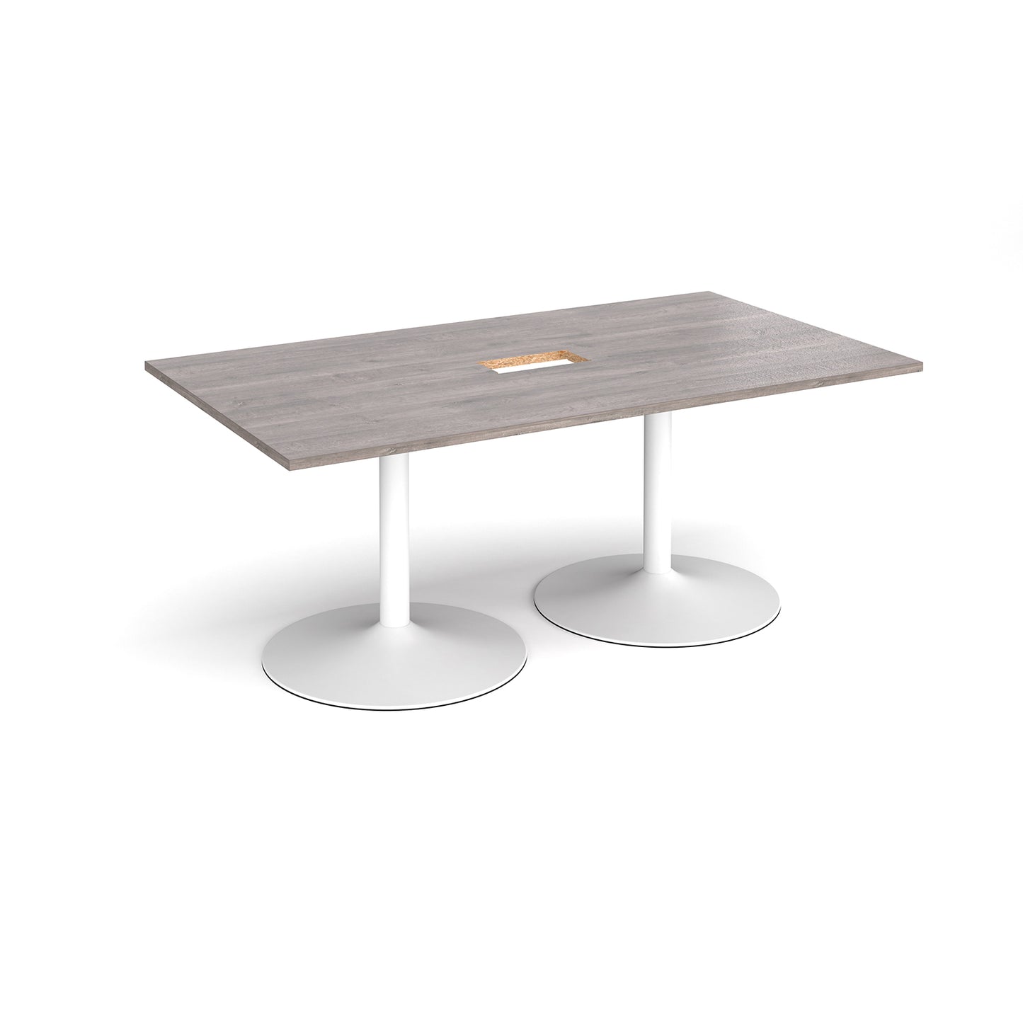 Trumpet base rectangular power ready boardroom table - TB18-CO-WH-GO