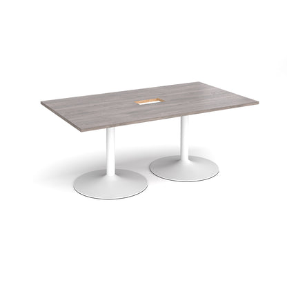 Trumpet base rectangular power ready boardroom table - TB18-CO-WH-GO