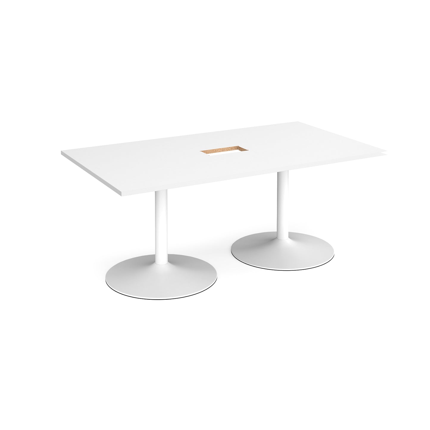 Trumpet base rectangular power ready boardroom table - TB18-CO-WH-WH
