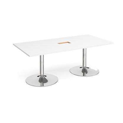 Trumpet base rectangular power ready boardroom table - TB20-CO-C-WH