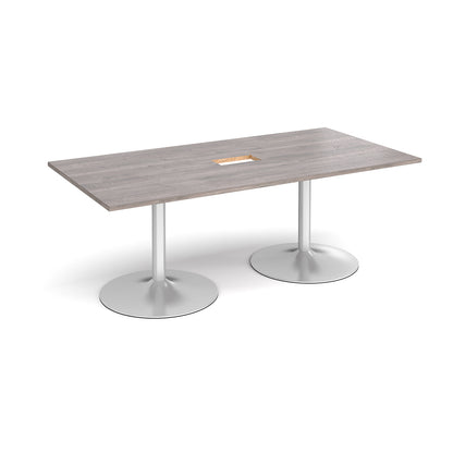 Trumpet base rectangular power ready boardroom table - TB20-CO-S-GO