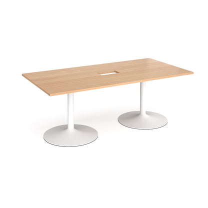 Trumpet base rectangular power ready boardroom table - TB20-CO-WH-B