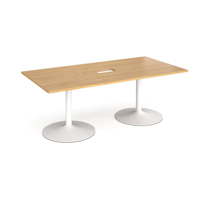 Trumpet base rectangular power ready boardroom table - TB20-CO-WH-O