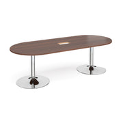 Trumpet base radial end power ready boardroom table