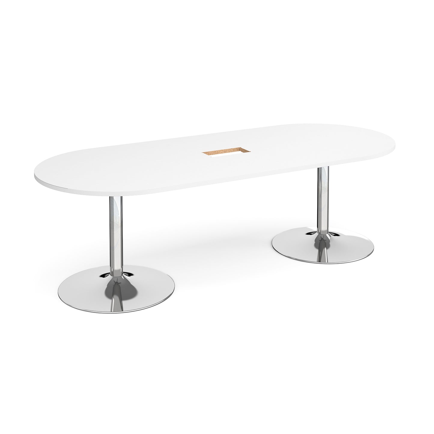 Trumpet base radial end power ready boardroom table - TB24-CO-C-WH