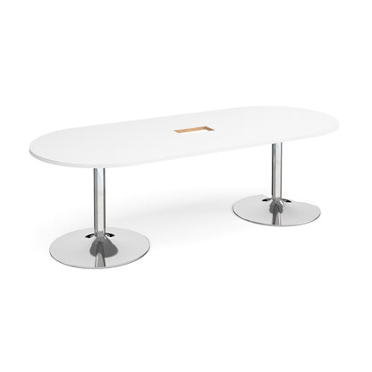 Trumpet base radial end power ready boardroom table - TB24-CO-C-WH