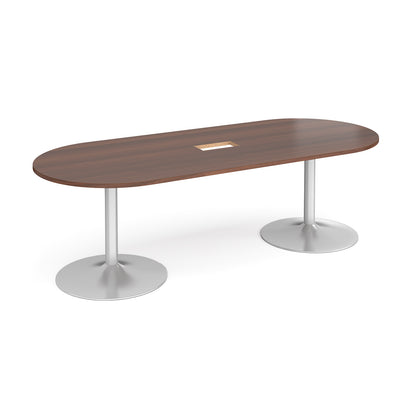 Trumpet base radial end power ready boardroom table - TB24-CO-S-W