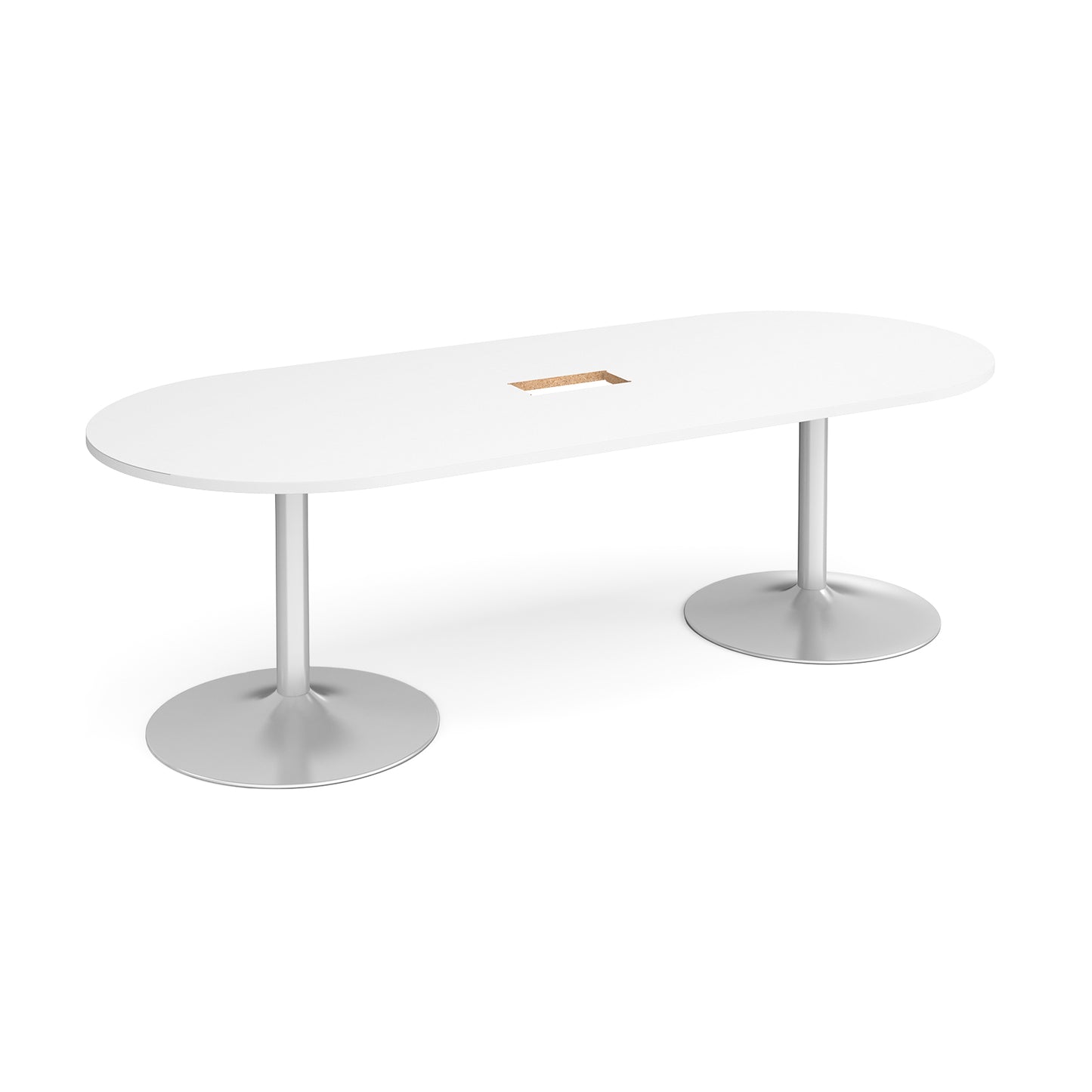 Trumpet base radial end power ready boardroom table - TB24-CO-S-WH