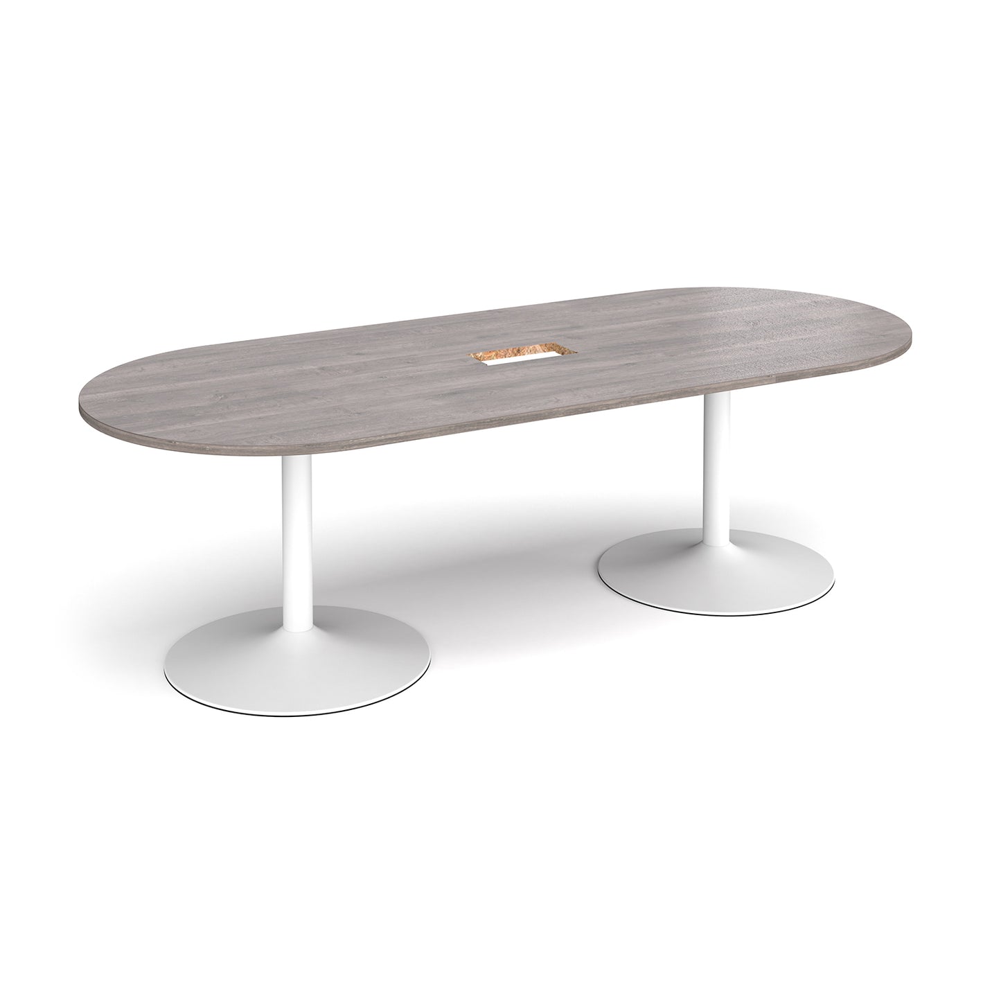 Trumpet base radial end power ready boardroom table - TB24-CO-WH-GO