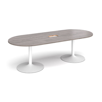 Trumpet base radial end power ready boardroom table - TB24-CO-WH-GO