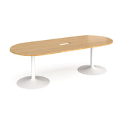 Trumpet base radial end power ready boardroom table