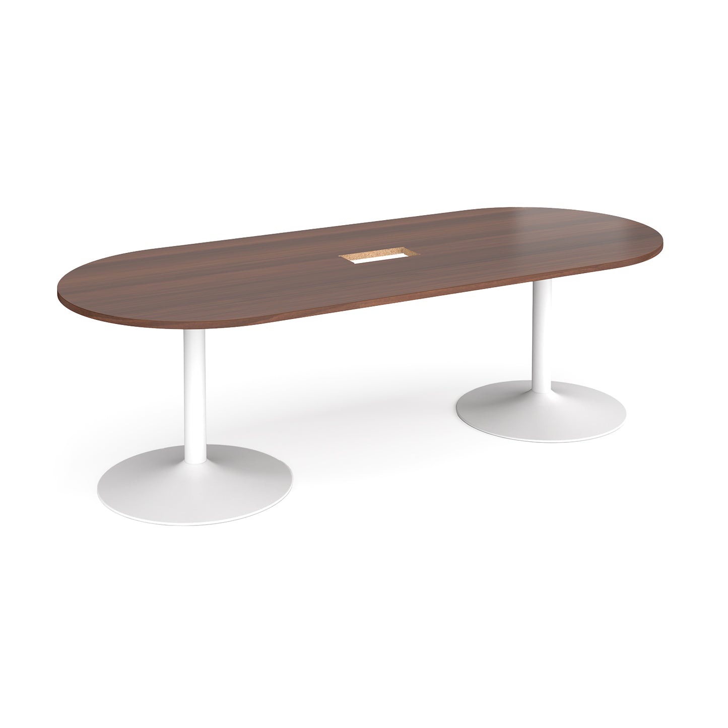 Trumpet base radial end power ready boardroom table - TB24-CO-WH-W